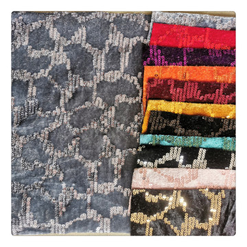 Fashion multicolore brillant de 3 mm 100% polyester tissu or noir tissu sequin velours en velours